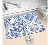 Tapis de Bain de Douche Grand Tapis Salle de Bain Diatomite 100x160cm Super Absorbant, Antidérapant, Séchage Rapide, Ultra Mince, Lavable Bath Mat pour Cuisine Salon Chambre Décor Classic 2-718