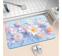 Tapis de Bain de Douche Grand Tapis Salle de Bain Diatomite 120x170cm Super Absorbant, Antidérapant, Séchage Rapide, Ultra Mince, Lavable Bath Mat pour Cuisine Salon Chambre WC Décor Lily 2-1206