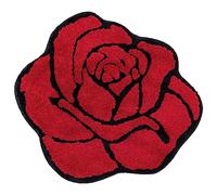 Tapis de bain de luxe antidérapant en forme de rose pour salle de bain, tapis de bain en peluche lavable et moderne, rouge, 60 x 65 cm