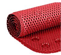 Tapis de Bain de Luxe antidérapant en Mousse Souple pour Salle de Bain, Tapis de Bain avec Trous de Drainage, ventouses - 91,4 x 43,2 cm - Rouge