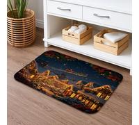 Tapis de bain de Noël à séchage rapide, confortable, ville enneigée, absorbant, antidérapant, lavable en flanelle pour salle de bains et toilettes, 40,6 x 61 cm