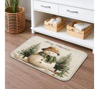 Tapis de bain de Noël à séchage rapide, motif bonhomme de neige, vintage, forêt d'hiver, antidérapant, lavable, en flanelle, pour salle de bain, toilettes, décoration 50,8 x 81,3 cm