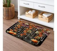 Tapis de bain décoratif à séchage rapide avec feuilles d'automne et de citrouille - Antidérapant - Lavable en flanelle - Pour salle de bains et toilettes - 50,8 x 81,3 cm
