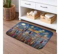 Tapis de bain décoratif à séchage rapide avec motif floral libellule - Absorbant et antidérapant - En flanelle vive - Lavable - Pour salle de bain, toilettes, toilettes - 40,6 x 61 cm