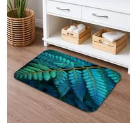 Tapis de bain décoratif à séchage rapide, motif feuilles de fougère, absorbant, antidérapant, lavable en mousse à mémoire de forme, pour salle de bain, toilettes, toilettes, décoration 40,6 x 61 cm