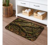 Tapis de bain décoratif à séchage rapide, motif feuilles de la nature rustique, antidérapant, lavable en flanelle, pour salle de bains, toilettes, décoration 50,8 x 81,3 cm, vert forêt
