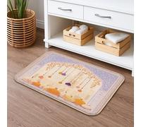 Tapis de bain décoratif en forme de citrouille d'automne - Style floral bohème - Antidérapant - En mousse à mémoire de forme - Lavable - 40,6 x 61 cm
