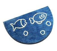 Tapis de Bain Demi Lune Absorbant Antidérapant Tapis de Douche Extra Doux Microfibre- Lavable Tapis de Porte pour Salle de Bain, Lavable Machine (Color : Blue, Size : 50x80cm)