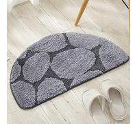 FCS Bathroom Tapis de Bain Demi Lune Absorbant Antidérapant Tapis de Douche Extra Doux Microfibre- Lavable Tapis de Porte pour Salle de Bain, 50x80cm (Color : Gray, Size : 40×60cm)