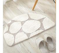 Tapis de Bain Demi Lune Absorbant Antidérapant Tapis de Douche Extra Doux Microfibre- Lavable Tapis de Porte pour Salle de Bain, 50x80cm (Color : White, Size : 50×80cm)