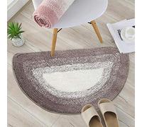Tapis de Bain Demi Lune Absorbant Antidérapant Tapis de Douche Extra Doux Microfibre- Lavable Tapis de Porte pour Salle de Bain (Color : Brown, Size : 45×70cm)