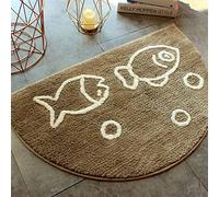 FCS Bathroom Tapis de Bain Demi Lune Absorbant Antidérapant Tapis de Douche Extra Doux Microfibre- Lavable Tapis de Porte pour Salle de Bain, Lavable Machine (Color : Brown, Size : 50x80cm)