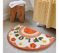 Tapis de Bain Demi Lune Absorbant Antidérapant Tapis de Douche Extra Doux Microfibre- Lavable Tapis de Porte pour Salle de Bain, Lavable Machine (Color : Red, Size : 50x80cm)