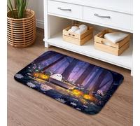 Tapis de bain d'Halloween à séchage rapide, antidérapant, confortable, en mousse à mémoire de forme, lavable, pour salle de bain, toilettes, toilettes, forêt enchantée, 40,6 x 61 cm