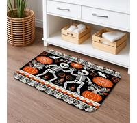 Tapis de bain d'Halloween à séchage rapide, antidérapant, lavable, pour salle de bain, toilettes, toilettes, 50,8 x 81,3 cm, noir et orange
