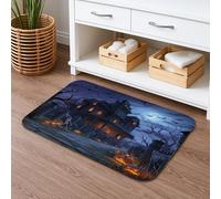 Tapis de bain d'Halloween à séchage rapide, effrayant, gothique, foncé, absorbant, antidérapant, confortable, en flanelle, lavable pour salle de bains, toilettes, toilettes, décoration 50,8 x 81,3 cm