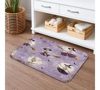 Tapis de bain d'Halloween à séchage rapide, motif crânes violets, bâton de balai absorbant, antidérapant, lavable en flanelle, pour décoration de salle de bain, 40,6 x 61 cm