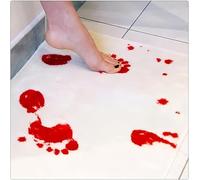 Tapis de bain d'Halloween avec empreintes de sang sanglantes, change de couleur, la feuille devient rouge lorsqu'elle est mouillée, tapis de salle de bain antidérapant pour salle de bain
