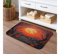 Tapis de bain d'Halloween citrouille cimetière à séchage rapide, absorbant, antidérapant, lavable en flanelle, pour salle de bain, 50,8 x 81,3 cm