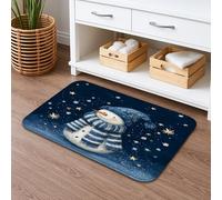 Tapis de bain d'hiver à séchage rapide, confortable, écharpe bleue, nuit étoilée, antidérapant, lavable en flanelle, pour salle de bain, toilettes, décoration 40,6 x 61 cm