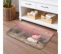 Tapis de bain d'hiver à séchage rapide motif bonhomme de neige, forêt de pêche festive, antidérapant, lavable, en flanelle, pour salle de bain, toilettes, décoration 50,8 x 81,3 cm