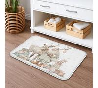 Tapis de bain d'hiver rustique à séchage rapide, vintage, cerf, forêt, absorbant, antidérapant, lavable, pour salle de bain, toilettes, toilettes, décoration 50,8 x 81,3 cm