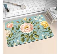 Tapis de Bain Diatomite 100x160cm Grand Tapis de Douche Antidérapant, Super Absorbant, Lavable en Machine, Séchage Rapide, Bath Mat Rug pour Salle de Bain Décoration, Douche, Sol, WC Pivoine 16-50