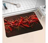 Tapis de Bain Diatomite 150x220cm Grand Tapis de Douche Antidérapant, Super Absorbant, Lavable en Machine, Séchage Rapide, Bath Mat Rug pour Salle de Bain Décoration, Douche, Sol, WC Chilli 16-800
