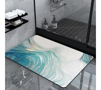 Tapis De Bain Diatomite 40X60Cm Blanc Vert Tapis De Douche Antidérapant,Tapis Salle De Bain Absorbant,Tapis De Douche Séchage Rapide,Stone Bath Mat,Doux Microfibre Tapis Bain