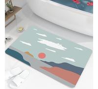 Tapis De Bain Diatomite 50X80Cm Cloud Cat Tapis De Douche Antidérapant Séchage Rapide,Tapis Salle De Bain Absorbant,Stone Bath Mat,Doux Microfibre