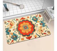 Tapis de Bain Diatomite 60x90cm Petit Tapis de Douche Antidérapant, Super Absorbant, Lavable en Machine, Séchage Rapide, Bath Mat Rug pour Salle de Bain Décoration, Douche, Sol, WC Mandala 16-46