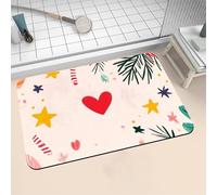 Tapis de Bain Diatomite 70x120cm Grand Tapis de Douche Antidérapant, Super Absorbant, Lavable en Machine, Séchage Rapide, Bath Mat Rug pour Salle de Bain Décoration, Douche, Sol, WC Feuilles 16-36