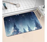 Tapis de Bain Diatomite 70x140cm Grand Tapis de Douche Antidérapant, Super Absorbant, Lavable en Machine, Séchage Rapide, Bath Mat Rug pour Salle de Bain Décoration, Douche, Sol, WC Forêt 16-48