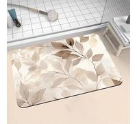 Tapis de Bain Diatomite 70x140cm Grand Tapis de Douche Antidérapant, Super Absorbant, Lavable en Machine, Séchage Rapide, Bath Mat Rug pour Salle de Bain Décoration, Douche, Sol, WC Leaves 16-114
