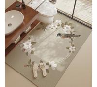 Tapis de Bain Diatomite 80X120 Oiseau Rétro Tapis de Douche | Antidérapant Séchage Rapide Absorbant,Stone Bath Mat,Doux Microfibre Baignoire pour Salle de Bain et Cuisine