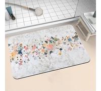 Tapis de Bain Diatomite 80x120cm Grand Tapis de Douche Antidérapant, Super Absorbant, Lavable en Machine, Séchage Rapide, Bath Mat Rug pour Salle de Bain Décoration, Douche, Sol, WC Fleur 16-12