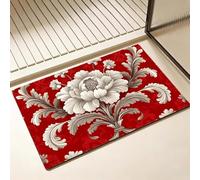 Tapis de Bain Diatomite Antidérapant 30 x 50 cm, rouge Diatomites Stone Bath Mat, Tapis de Douche Super Absorbant, Lavable, Séchage Rapide, pour Douche, Baignoire, Salle à Réception, nordique D-8769