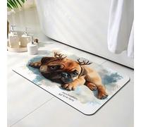 Tapis de Bain Diatomite Antidérapant 40 x 60 cm, Tapis de Douche Super Absorbant, Animal Diatomites Stone Bath Mat, Lavable, Séchage Rapide, pour Douche, Baignoire, Salle à Réception, Chien O-4892