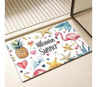 Tapis de Bain Diatomite Antidérapant 50 x 80 cm, Ananas Diatomites Stone Bath Mat, Tapis de Douche Super Absorbant, Lavable, Séchage Rapide, pour Douche, Baignoire, Salle à Réception, Flamingo D-2419
