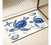 Tapis de Bain Diatomite Antidérapant 50 x 80 cm, Bleu Diatomites Stone Bath Mat, Tapis de Douche Super Absorbant, Séchage Rapide, pour Douche, Baignoire, Salle à Réception, Salon, Tortue de mer D-583
