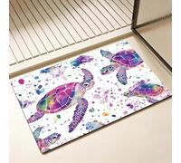 Tapis de Bain Diatomite Antidérapant 50 x 80 cm, Violet Diatomites Stone Bath Mat, Tapis de Douche Super Absorbant, Séchage Rapide, pour Douche, Baignoire, Salle à Réception, Tortue de mer D-1501