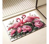 Tapis de Bain Diatomite Antidérapant 70 x 120 cm, rose Diatomites Stone Bath Mat, Tapis de Douche Super Absorbant, Lavable, Séchage Rapide, pour Douche, Baignoire, Salle à Réception, Flamingo D-4437