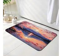 Tapis de Bain Diatomite Antidérapant 70 x 120 cm, Tapis de Douche Super Absorbant, Fleurs de cerisier Diatomites Stone Bath Mat, Lavable, Séchage Rapide, pour Douche, Baignoire, Mont Fuji O-8937