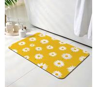 Tapis de Bain Diatomite Antidérapant 70 x 120 cm, Tapis de Douche Super Absorbant, Jaune Diatomites Stone Bath Mat, Lavable, Séchage Rapide, pour Baignoire, Salle à Réception, Salon, Marguerite O-8712