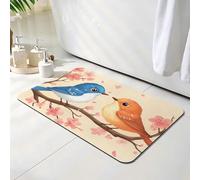 Tapis de Bain Diatomite Antidérapant 70 x 120 cm, Tapis de Douche Super Absorbant, Oiseau Diatomites Stone Bath Mat, Lavable, Séchage Rapide, pour Douche, Baignoire, Salle à Réception, Fleur O-1332