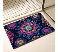Tapis de Bain Diatomite Antidérapant 70 x 120 cm, Violet Diatomites Stone Bath Mat, Tapis de Douche Super Absorbant, Lavable, Séchage Rapide, pour Douche, Baignoire, Salle à Réception, Mandala D-1017