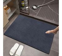Tapis de bain diatomite, boue diatomique, caoutchouc souple antidérapant, absorbant à séchage rapide salle de bain tapis de cuisine bleu marine-60 x 90 cm