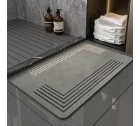 Tapis De Bain Diatomite Lignes Grises Tapis De Douche Antidérapant,Tapis Salle De Bain Absorbant,Tapis De Douche Séchage Rapide,Stone Bath Mat,Doux Microfibre Tapis Bain