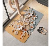 Tapis de Bain Diatomite Séchage Rapide, Petit Tapis de Douche Antidérapant 40x60cm Super Absorbant Bath Mat Doux Microfibre Lavable Rug pour Cuisine, Douche, Baignoire, Décoration WC Natural 3-225