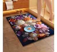 Tapis de Bain Diatomite Super Absorbant Antidérapant Merveilleux 3D Coloré coquille étoile de mer Fleurs Motifs Tapis Salle de Bain Tapis de Baignoire Tapis de Douche Doux Séchage Rapide 60x90 cm